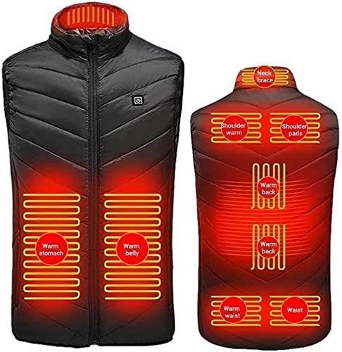 SXLCKJ Beheizte Weste Beheizte Weste Herren Damen USB Elektrisch beheizte Jacke Heizbekleidung mit 9 beheizten Zonen 3 (Winter) Cover