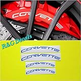 R&G HIGH Temp C7 Brake Caliper Decal Sticker Set of 4 Decal + Decal Surface Preparation Solution...
