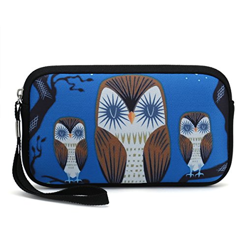Insulated Neoprene Lunch Bag-Removable Shoulder Strap-X Large Size Reusable Thermal Thick Lunch Tote/Lunch Box/Cooler Bag With Wallet Pouch For Women,Teens,Girls,Kids,Baby,Adults (Cute Three Owls) #TOP4