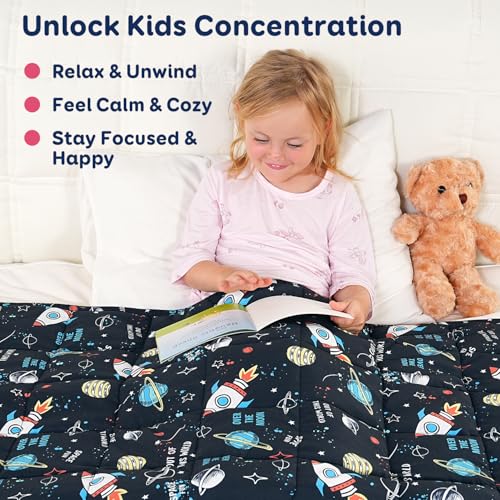 Kivik Cooling Weighted Blanket 5 Pounds, Breathable Small Weighted Blankets, Ultra Soft Heavy Throw for Relaxing & Sleeping, Machine Washable, 36 x 48 Inches, Universe Printing, Black
