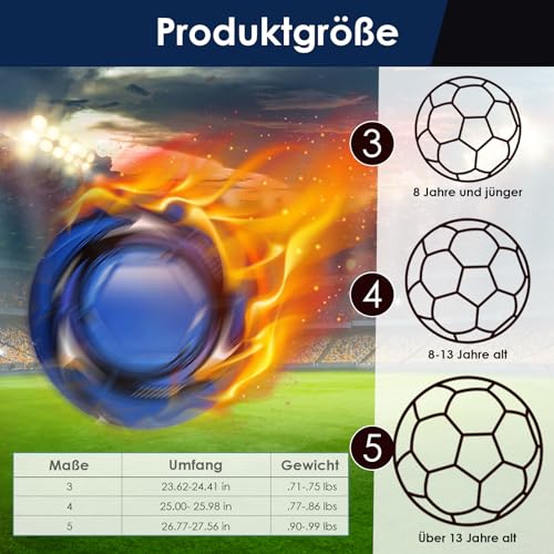 KWJEIULSOQ Fußball Grösse 5 Blau, Fussball Kinder Unisex, Verdickter explosionsgeschützter Fussbälle, Fussbälle GrößE Offizieller 5, Outdoor-Indoor Fußbälle für den Amateur- und Profibereich