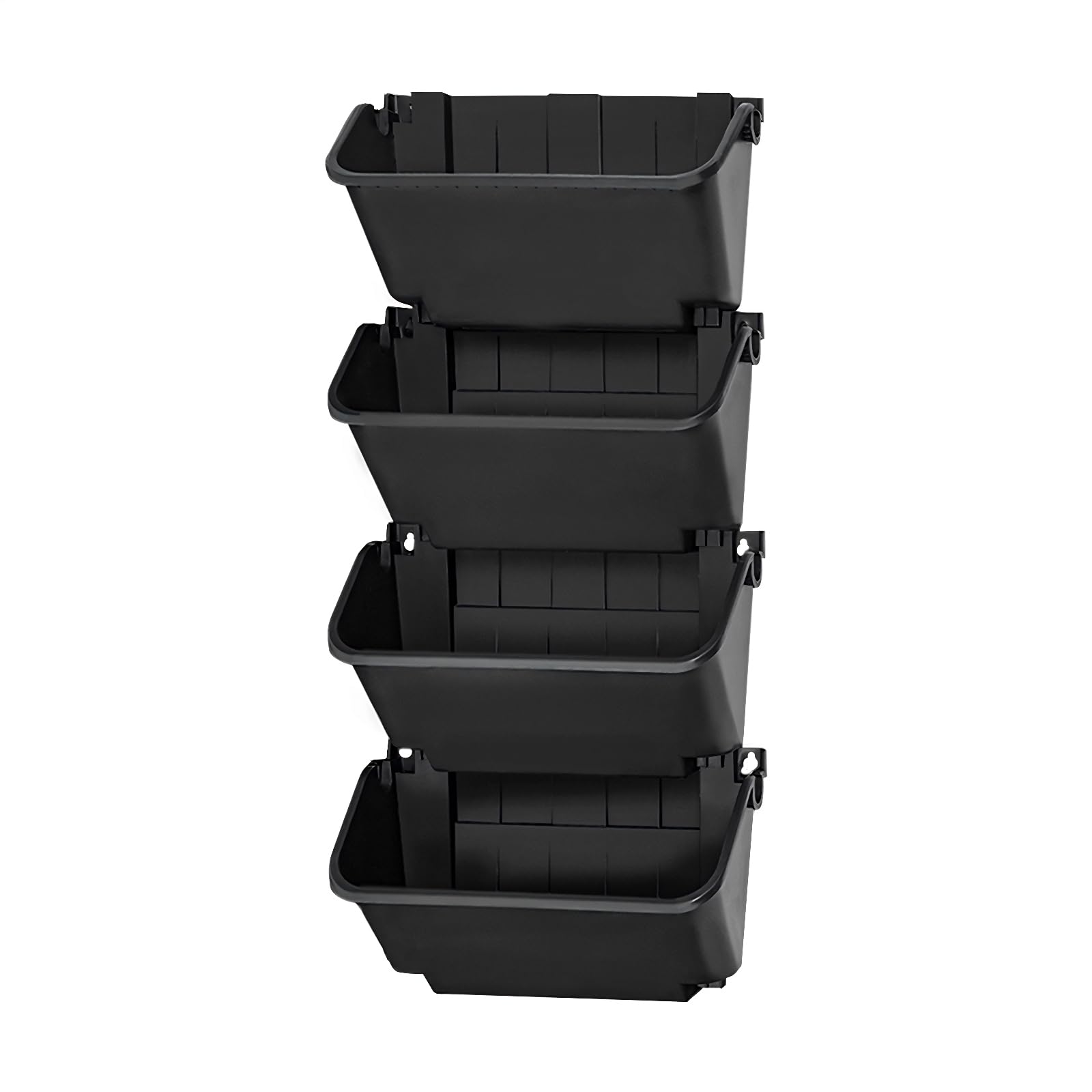 Bolsas para plantas colgantes, pared vertical para plantas de jardín con 4 jardineras, rectangulares para pared, macetas colgantes para verduras, flores, balcones, vallas, patios (negro)