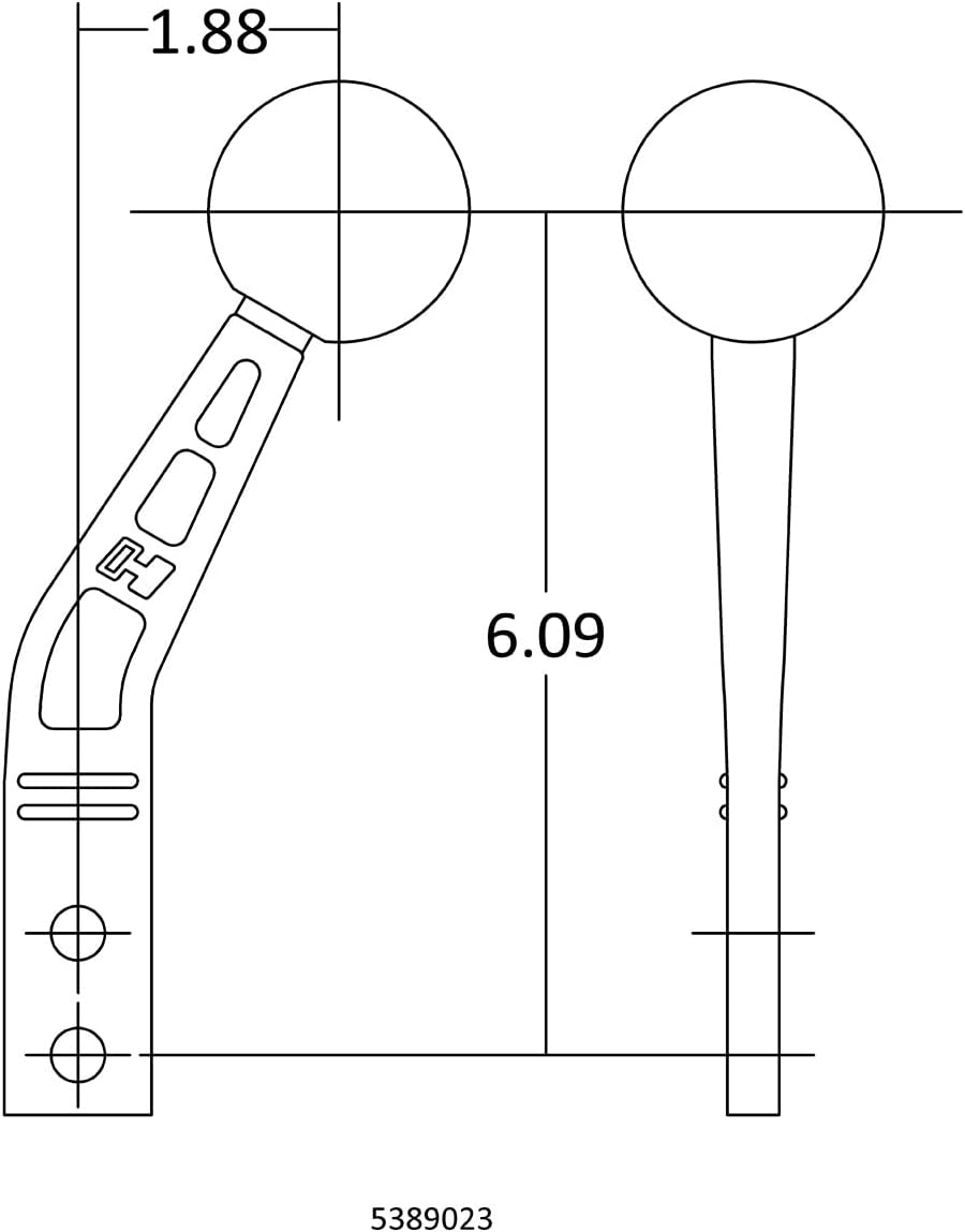 Hurst Lay Back 3/8-16 Thread Shift Knob Not Included Gear Shift Lever StickBlack Aluminum, 6", 5389023