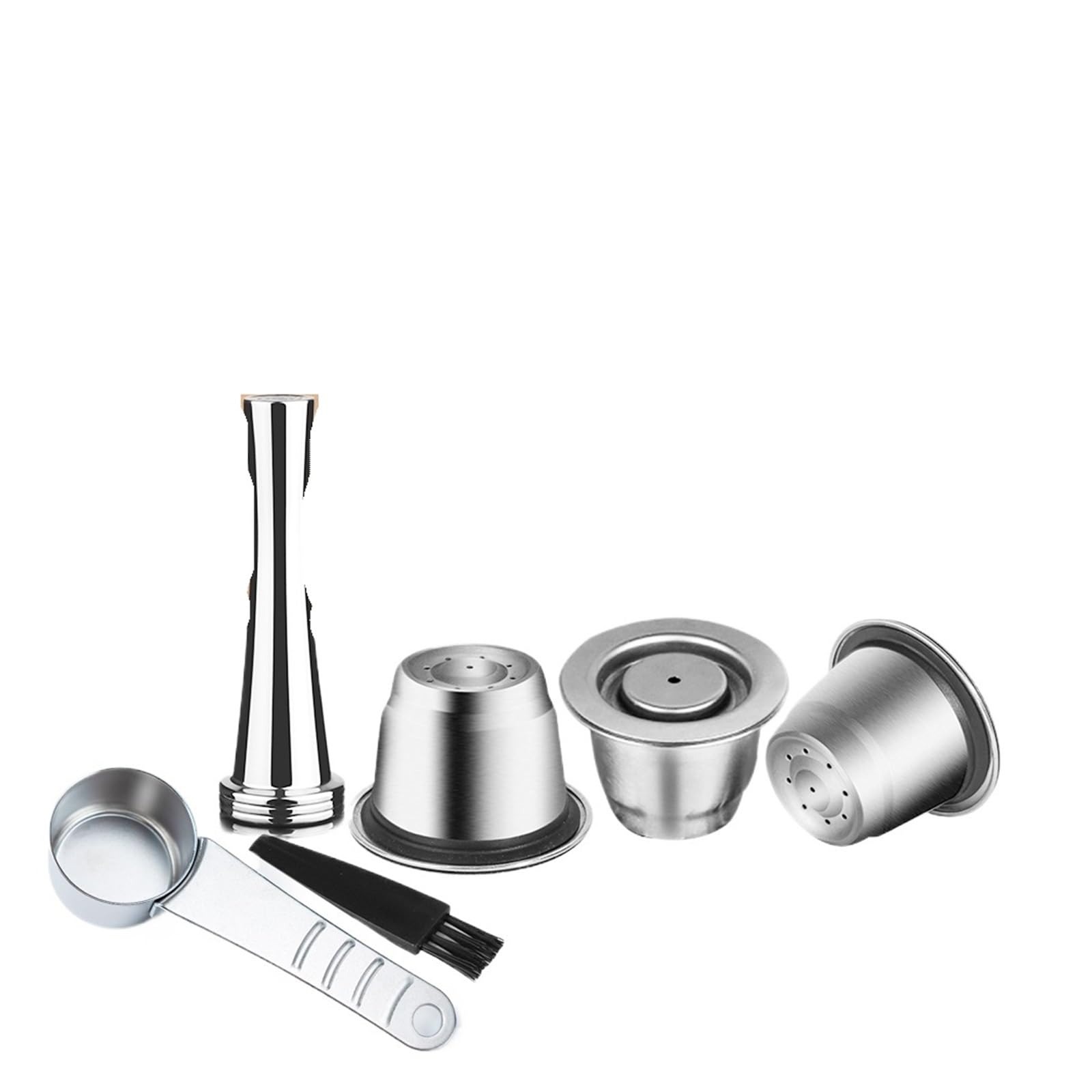 Taza de filtros reutilizables cápsula acero inoxidable reutilizable café | 1cup 1tamper 1spoon