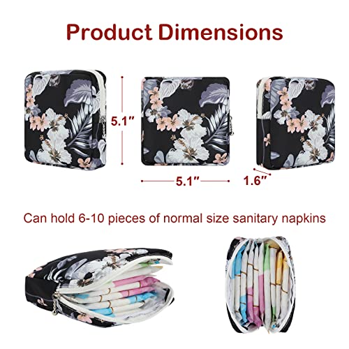 Image of Sanitary Pad Storage Bag Portable Period Bag for Teen Pads /Sanitary Napkins /Small Tampons, Sanitary Napkin Storage Bag First Period Gifts for Teen Girls (Flower)