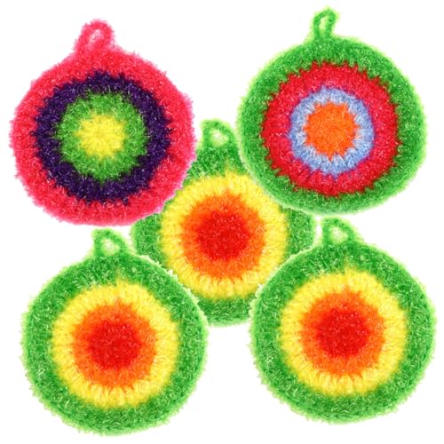DEARMAMY 5 Piezas Paños De Cocina Toallas De Mano Cocina Lavar Platos Tapa Colgante Almohadillas De Limpieza Absorbente Fregador De Platos para Redondo Microfibra Poliéster Color Aleatorio