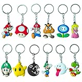 YAOO Super Inspired Marios Keychains, Marios Cartoon Theme Party Supplies for Kid's Party Favor Gift (Mariios, 24)