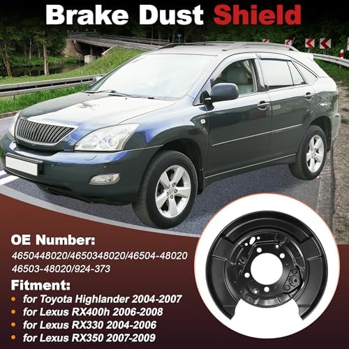 HEROFFIX 924-373 Rear Left Right Brake Dust Shield for Toyota Highlander 2004-2007 for Lexus RX400h RX330 RX350 Disc Brake Backing Plate Splash Brake Dust Covers 4650448020/4650348020