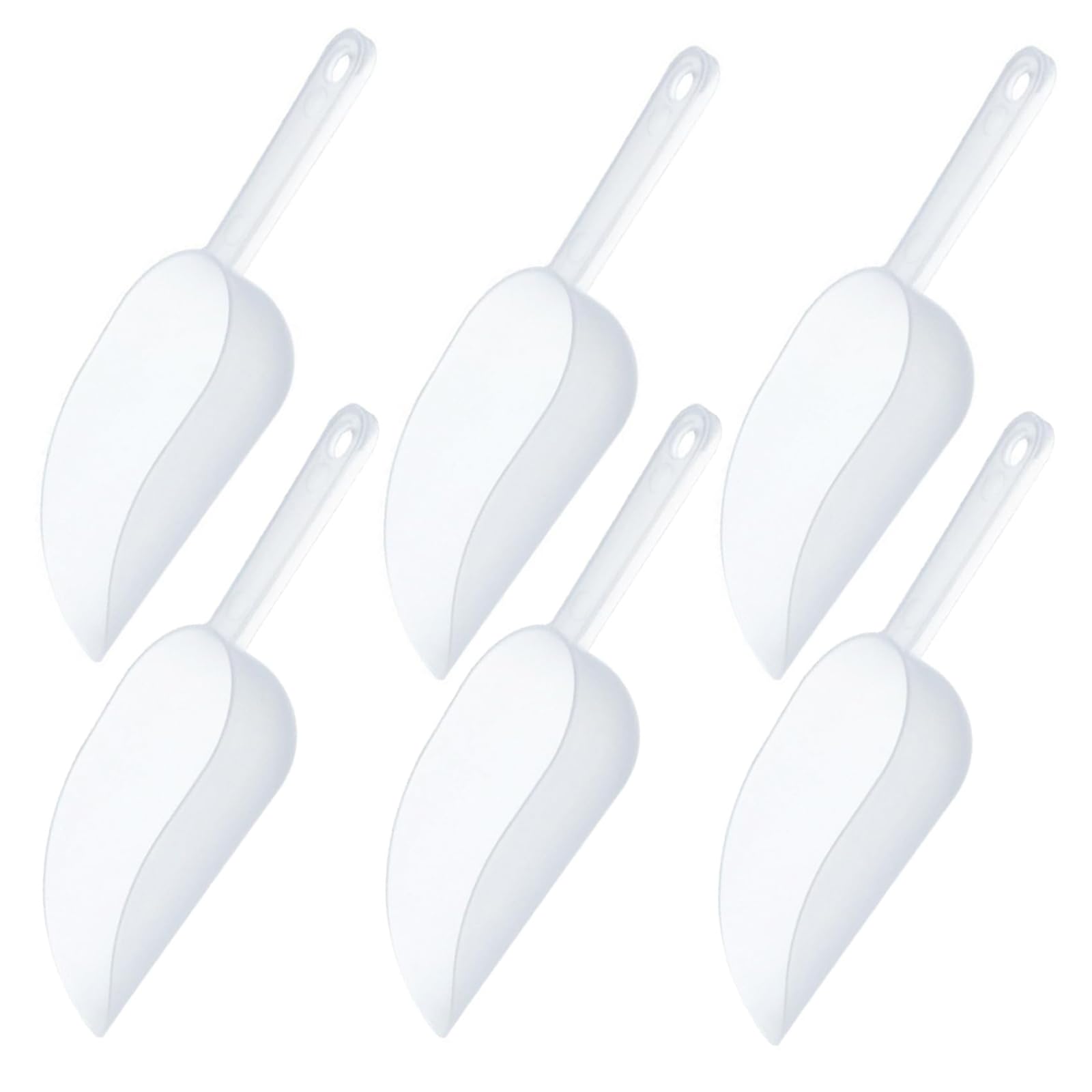 6pcs Scoop, Sweet Scoops, Multipurpose Scoops for Food, Clear Reusable Scoops for Kitchen Bar Popcorn Flour Candy Coffee Beans Sweet Feed Pet Dog Food Storage Container Scoops Set