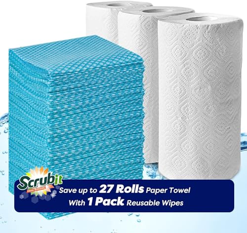 SCRUBIT Reusable Cleaning Wipes, Handy Wipes for Kitchen and Office - Dish Cloths for Washing Dishes - Multi Purpose Disposable Cleaning Towels (12 x 20 in) 72 Pack (Blue)