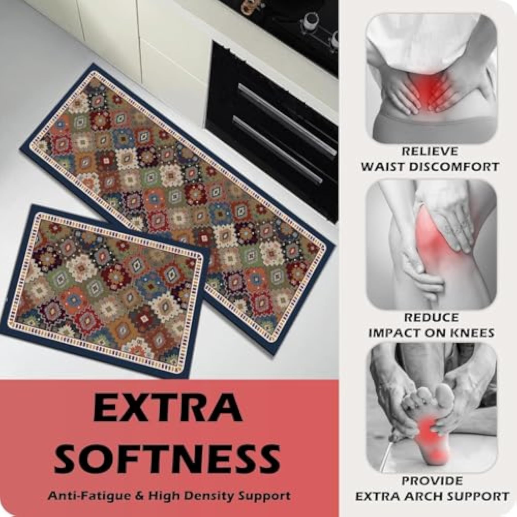 Waterproof Anti-Fatigue Kitchen Rug Set, 2 Piece
