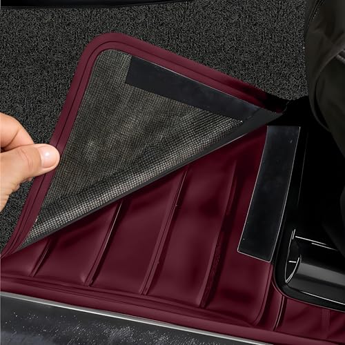 Image of 10D Car Floor Mat for Tata Sierra Ev | Nappa Leather | Luxurious & Elegant Look | 100% Waterproof and Washable | Custom Fitted |- Cherry with Black