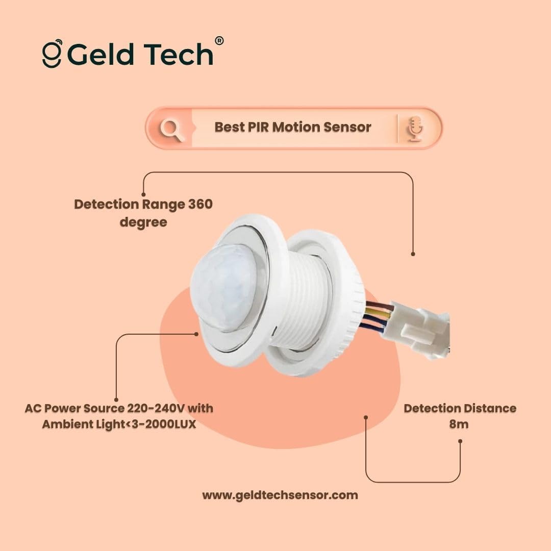 Geld Tech(GT-P01), Mini PIR Sensor, Mini Motion Sensor Light Switch, Auto On/Off 2