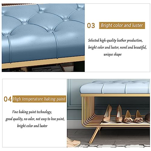 Banc à chaussures en cuir avec siège rembourré pour entrée et bout de lit