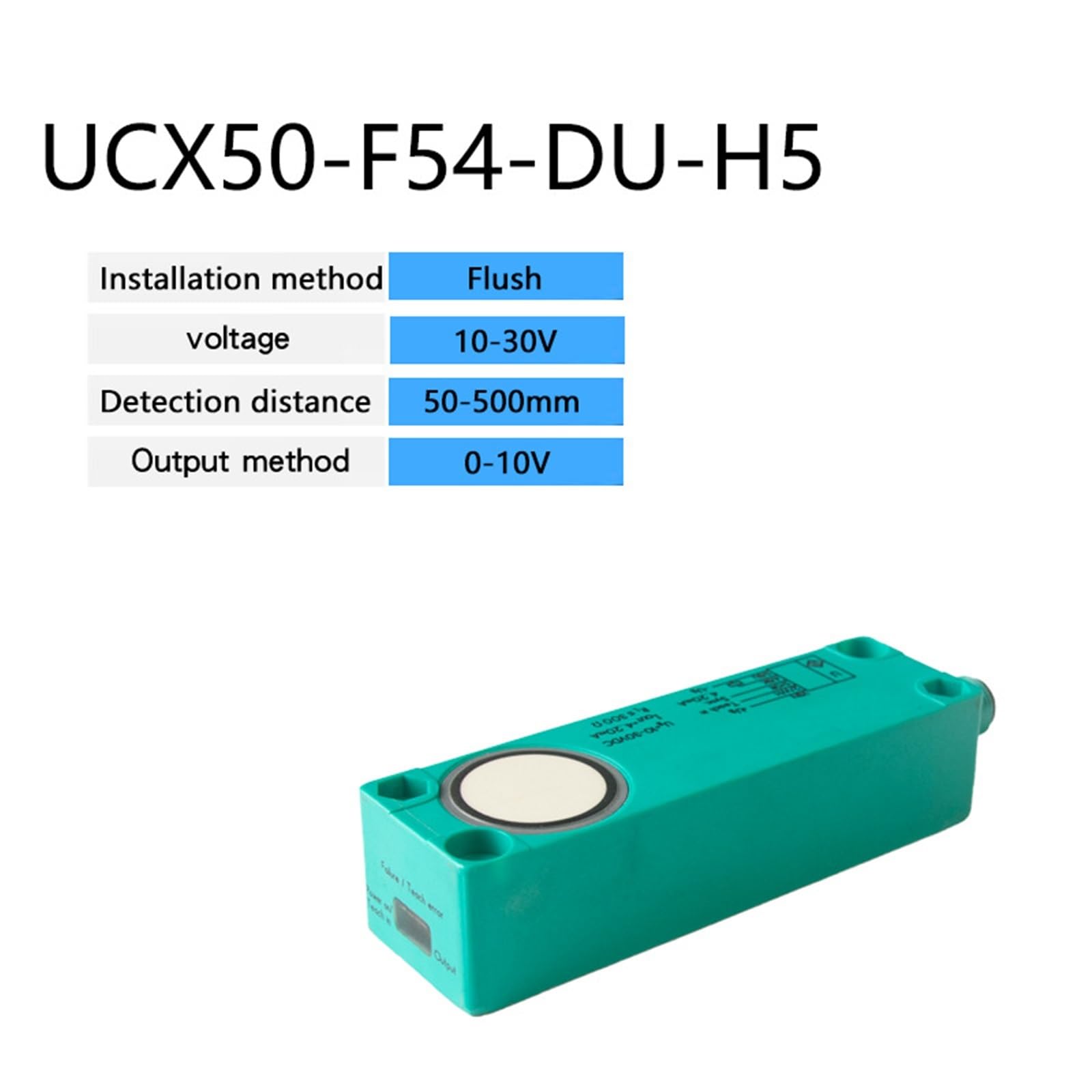 1 sensor de detección cuadrado NPN PNP, sensor ultrasónico analógico Sn: 50-500 mm, 10-30 V, 0-10 V, 4-20 mA, sensor de interruptor.(Orange)