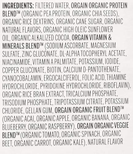 Image of ORGAIN Organic Vegan Complete Nutritional Shake Chocolate, 11 Fl Oz (Pack of 12)