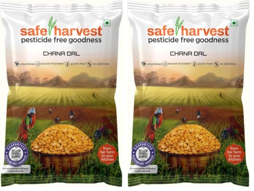 Image of Safe Harvest Unpolished Chana Dal | Pesticide-Free | High-Protein Bengal Gram | Gluten-Free | Sourced from Women Farmers | Tested for 231 Pesticides | 1 kg (Pack of 2)