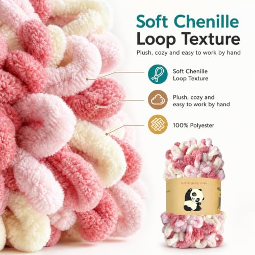 Image of Loop Yarn 5Packs,Shenlin Chunky Chenille Yarn for Hand Knitting Baby Blanket,Machine Washable Polyester Fluffy Thick Bulky Yarn for Scarfs,Craft Projects