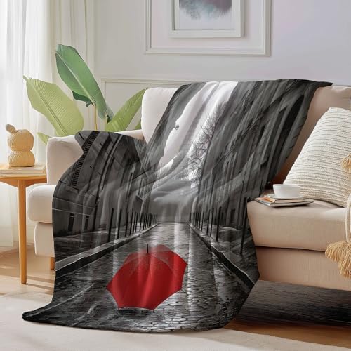 Couverture polaire microfibre haut de gamme plaid surréalisme rouge - 2