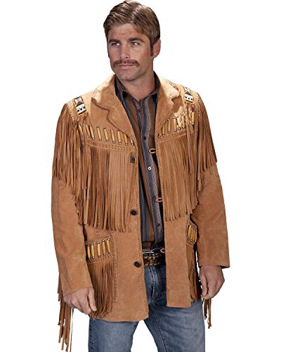 Scully Men's Bone Beaded Fringe Leather Jacket - 902-4093