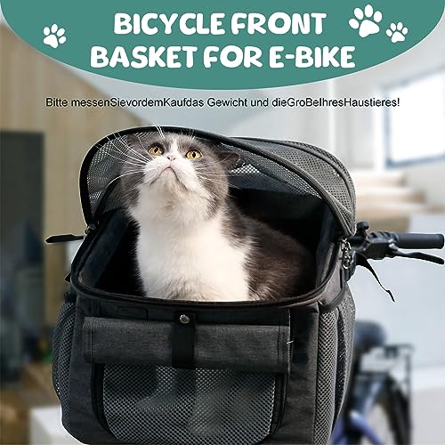 Hundekorb Fahrrad Vorne,Atmungsaktive hundefahrradkorb Vorn, Abnehmbare Hunde Fahrrad Korb mit Lenkeradapter für Fahrrad und Elektrofahrräder, Domestici Shopping e Outdoor