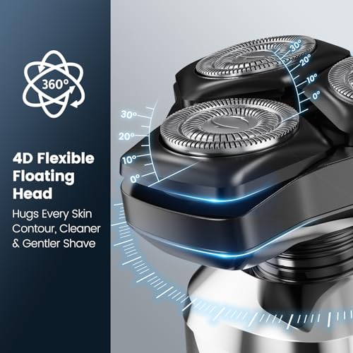 Image of Electric Razor for Men: Wet /Dry Electric Shavers for Men - 𝐔𝐩𝐠𝐫𝐚𝐝𝐞𝐝 𝐂𝐮𝐫𝐯𝐞𝐝 𝐒𝐡𝐚𝐯𝐢𝐧𝐠 𝐅𝐨𝐢𝐥, Low Noise High-Torque Motor, 𝟑-𝐢𝐧-𝟏 Cordless Shaver for Beard /Nose /Sideburns