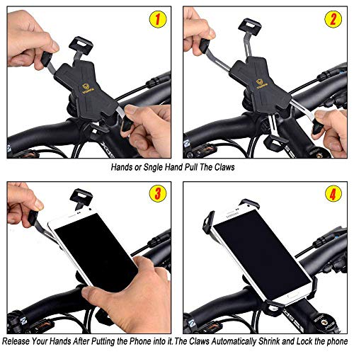 visnfa New Bike Phone Mount with Stainless Steel Clamp Arms Anti Shake and Stable 360° Rotation Bike Accessories/Bike Phone Holder for Any Smartphones GPS Other Devices Between 4 and 7 inches - Thumbnail 7