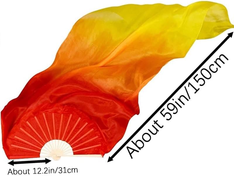 Professional Chinese Dance Fans - Handmade Faux Silk & Bamboo Foldable Fans | Belly Dancing Performance Set with Multiple Colors | Traditional Silk Fan Pair - Image 3