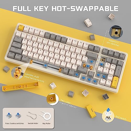 Image of Ajazz Mechanical Gaming Keyboard, Hot Swappable with Numeric Pad, Compact USB Wired 100 Keys, Double-Shot ABS Keycaps, N-Key Rollover RGB Custom for PC Mac (MX Blue)