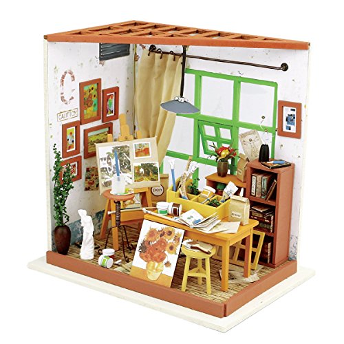 ROBOTIME Dollhouse DIY Kit Miniature Studio with Light DIY House Toy Gifts for Adults and Teens