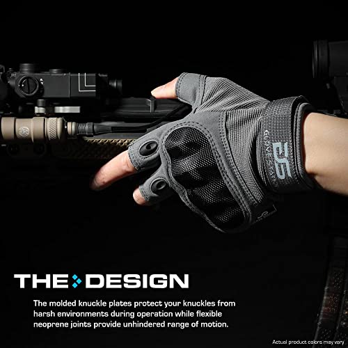 Glove Station- Fingerless Knuckle Tactical Gloves For Men - Motorcycle Gloves For Tactical Shooting, Airsoft, Hunting, Police Work And Hiking - Gray/Xx-Large #TOP1