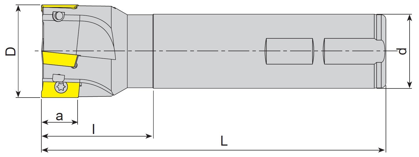 Akko AEM90-AP16-D36-W32-L110-Z03-H Wendeplatten-Schaftfräser, Silber