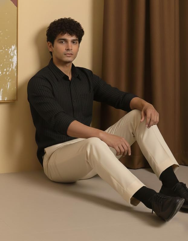 Image of DEELMO Men's Regular Fit Solid Soft Touch Textured Shirt || Casual, Formal and Bussiness Wear || (Available in Plus Size)