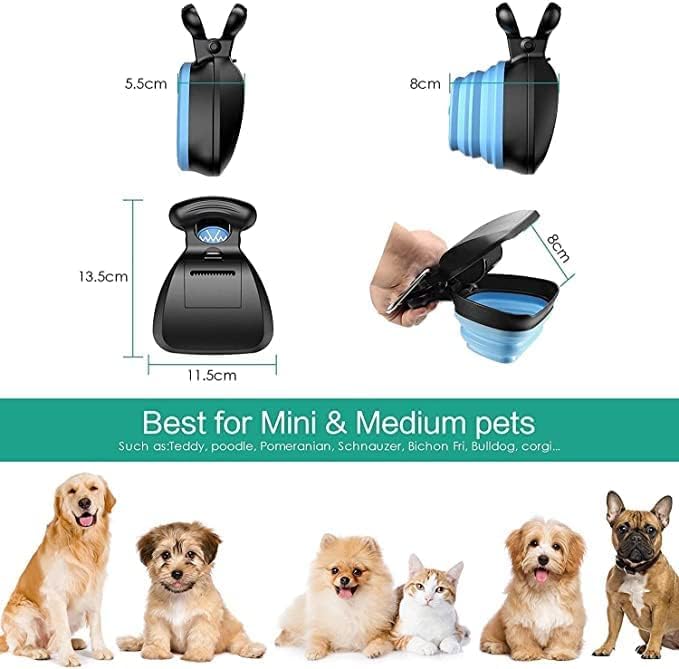 Portable Pet Poop Scooper Dog Waste Cleaner, Sanitary Waste Pick Up with Bag Dispenser for Dogs (Pack of 1, Blue)