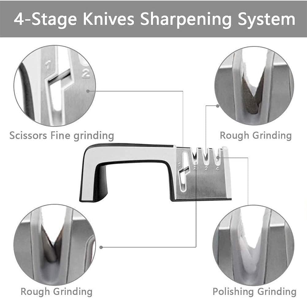 4-in-1 [4 stage] Knife Sharpener Original Premium Polish Blades Best Kitchen Knife Sharpener Really Works for Ceramic and Steel Knives Scissors. (Color : B)
