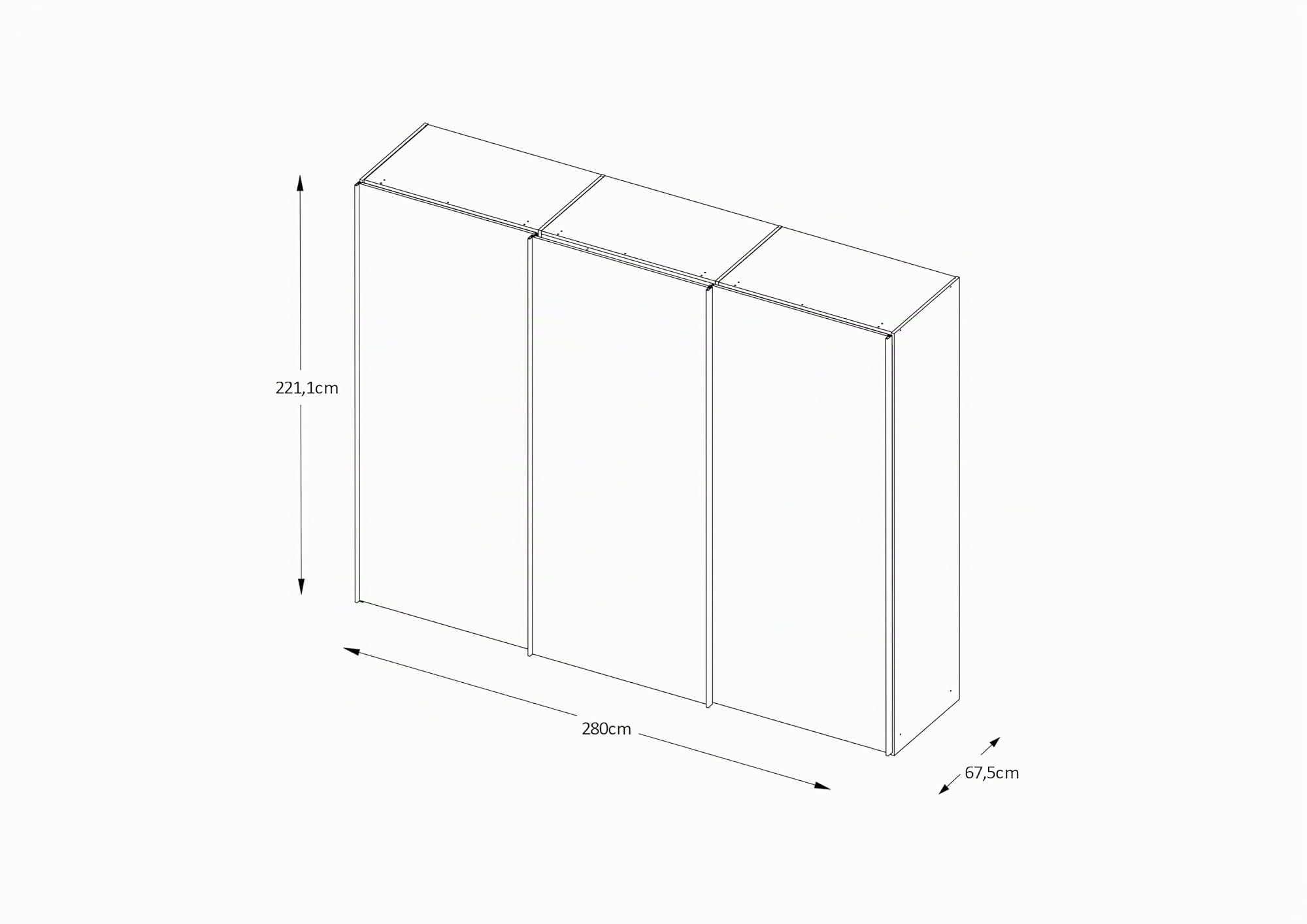 Staud Schwebetürenschrank 3-türig Sinfonie Plus H222 x B280 Sand Innenausstattung-Sets Premium
