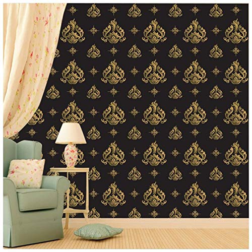 PAPER PLANE DESIGN Black and Golden Self-Adhesive Waterproof Wallpaper for Wall Decor (10 Square Feet (16 x 90 Inch x 1 Roll))