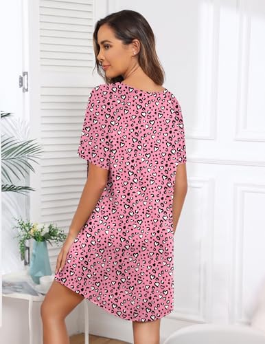 Image of Ekouaer Sleep Shirts for Women Short Sleeve Night Shirts for Sleeping Pullover Nightgown Soft Nightdress S-XXXL