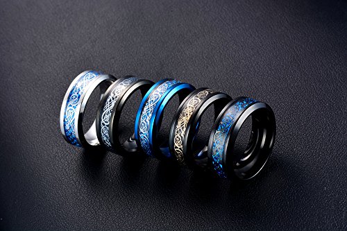Image of HIJONES Unisex Carbide Fiber Celtic Dragon Spinner Ring Stainless Steel Wedding Spins Band