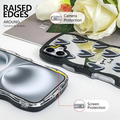 Coque iPhone 16 Plus motif cœur noir miroir cadeau tendance fille - 2