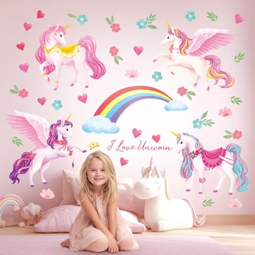 Vinilos Decorativos Unicornio y Arcoíris para Niñas miniatura 2