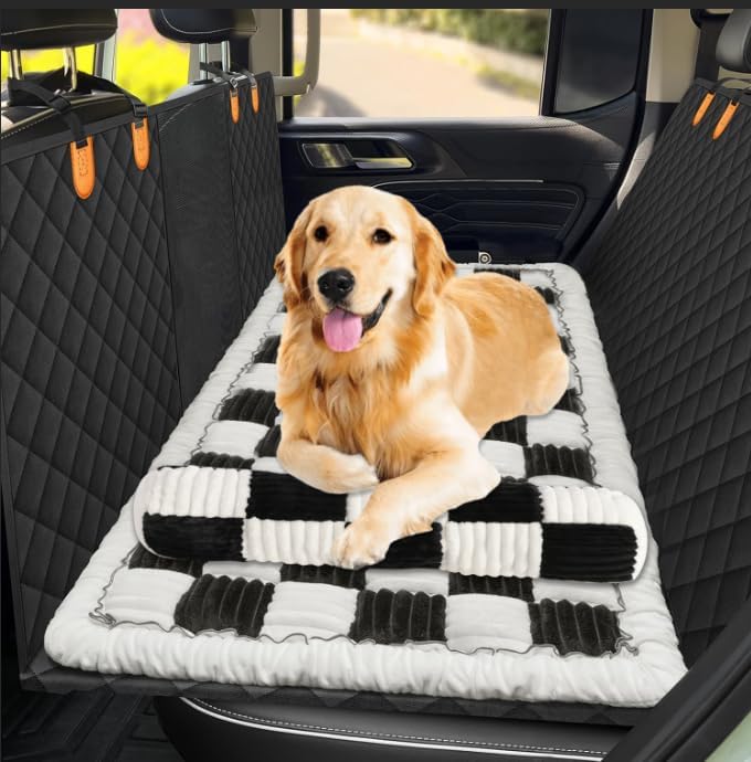 Dog Bed for Car with Pillow,Thickened & Durable Backseat Pet Bed Mat,Dog Seat Cover for Car Back Seat,Non-Slip Travel Pet Mat,Fit for Backseat Extenders and Seat Covers,Easy to Clean (23.5"x51")
