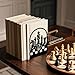 Hobbspring 2Pcs Metal Bookends Black Heavy Duty Book Shelf Holders Chess Decorative Book Ends Used on Desk for Back to School Office Home Library Small Large Heavy Books