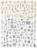 JIALEEY 150 PCS Wholesale Bulk Lots Jewelry Making Charms Mixed Antique Silver KC Gold Alloy Charms Pendants DIY for Necklace Bracelet Jewelry Making and Crafting