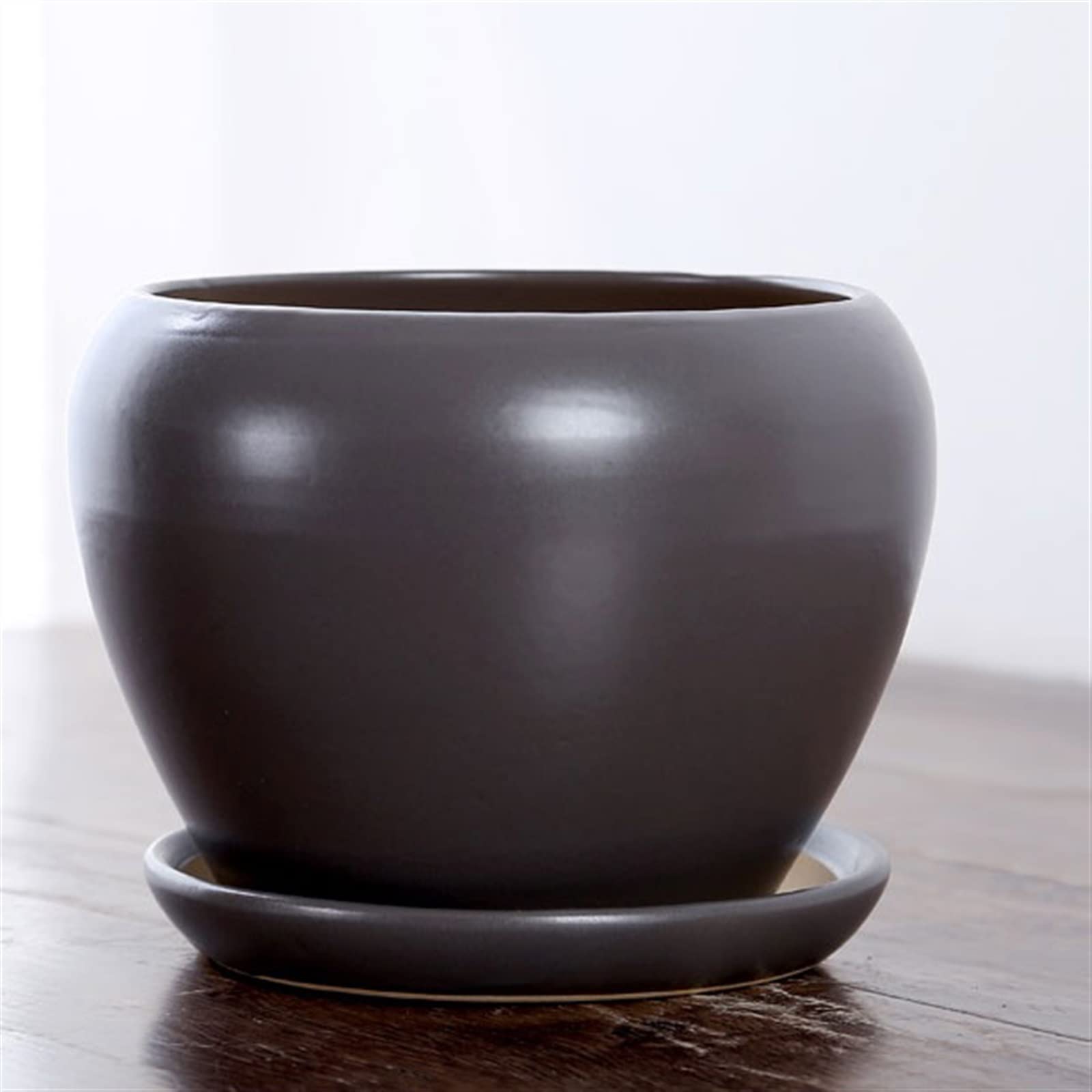 Zewnętrzne doniczki ogrodowe duża doniczka na rośliny prosta ceramiczna doniczka na kwiaty z tacą otwory drenażowe odpowiednia do sukulentów Phalaenopsis małych doniczek z otworami drenażowymi (kolor: N)