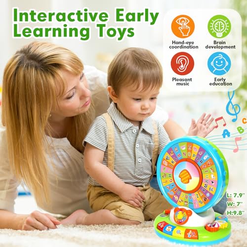 Image of Learning Toys for Toddlers 1-3, Spin and Sing Alphabet Zoo, Lights & Sounds