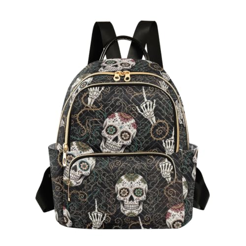 Sac à dos matelassé squelette avec poignée en cuir élégante et plusieurs compartiments zippés