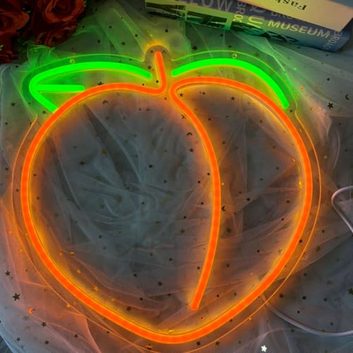 Image of Peach LED Neon Light Sign Handmade Lamp for Wall Room Party Home Bar Art Christmas Bedroom Table Wedding Party Desktop Decoration Teen Kids Birthday Holiday Gift USB Powered