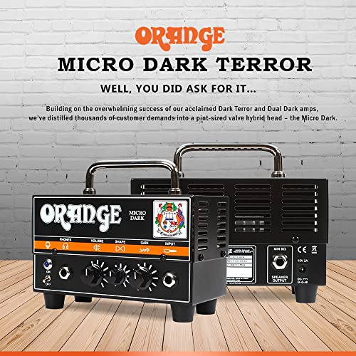 Orange Micro Dark 20W Tube Hybrid Amp Head For Electric Guitars Is Part Of A Basic Bundle W/ 10 Pack Celluloid Guitar Pick, 2X Guitar Patch Cable 1/4 And More #TOP2