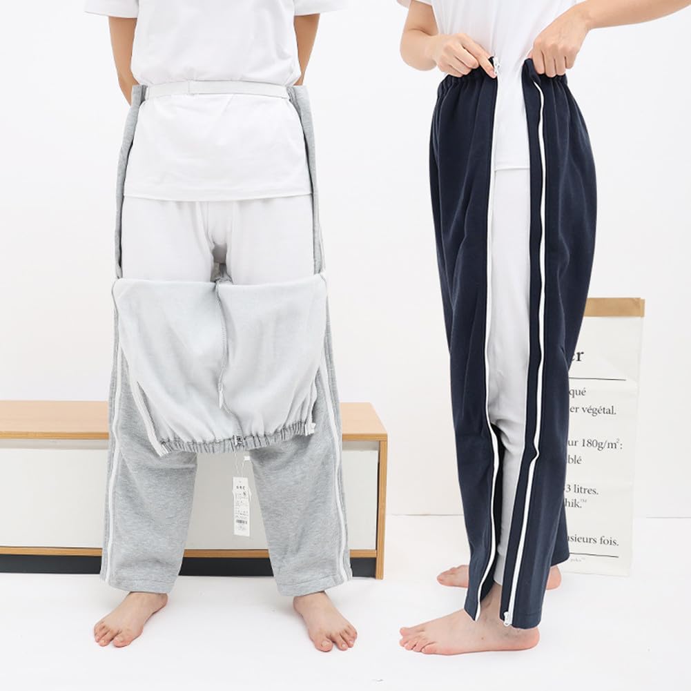 WEEOATAR Unisex-Patientenhose,Bettlägerige Patientenkleidung,Behindertenkleidung mit Reißverschlüssen,Krankenhauskittel Stillhilfe